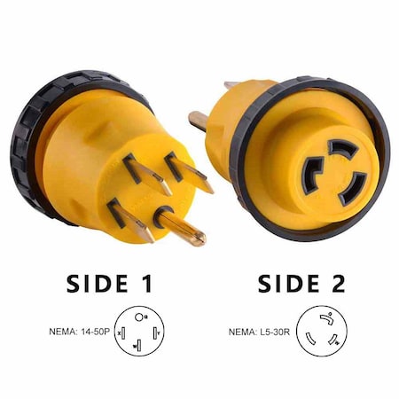Superior Electric Plug Adapter, Locking, L5-30R, 14-50P, Black/Yellow RVA1512L